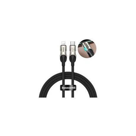 кабел
  Baseus durable backlit nylon braided USB Type C - Lightning cable Power
  Delivery 18 W 1 m 480 Mbps with LED light blac