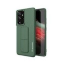 Калъф
  Wozinsky Kickstand Case flexible silicone cover with a stand Samsung Galaxy
  S21 Ultra 5G dark green