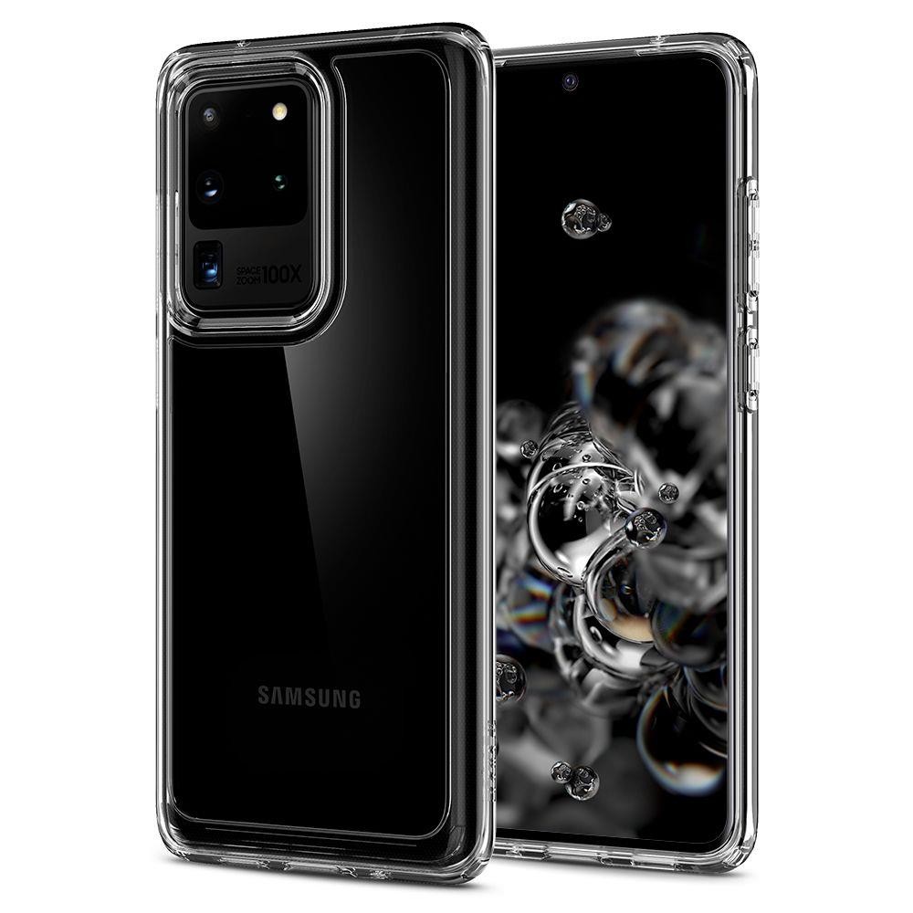 Spigen Ultra Hybrid хибриден кейс с най-висока степен на защита за Samsung Galaxy S20 Ultra, Crystal Clear