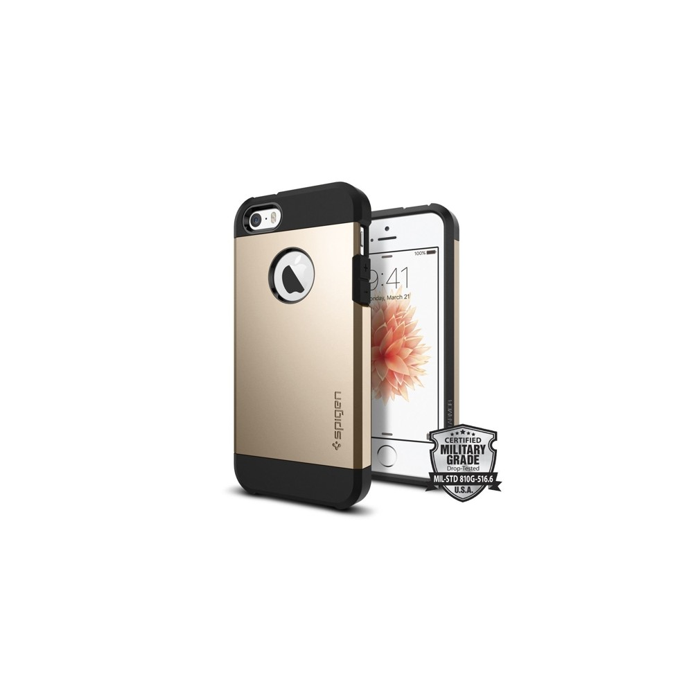 Spigen Tough Armor хибриден кейс с най-висока степен на защита за iPhone 5s/SE, Champagne Gold