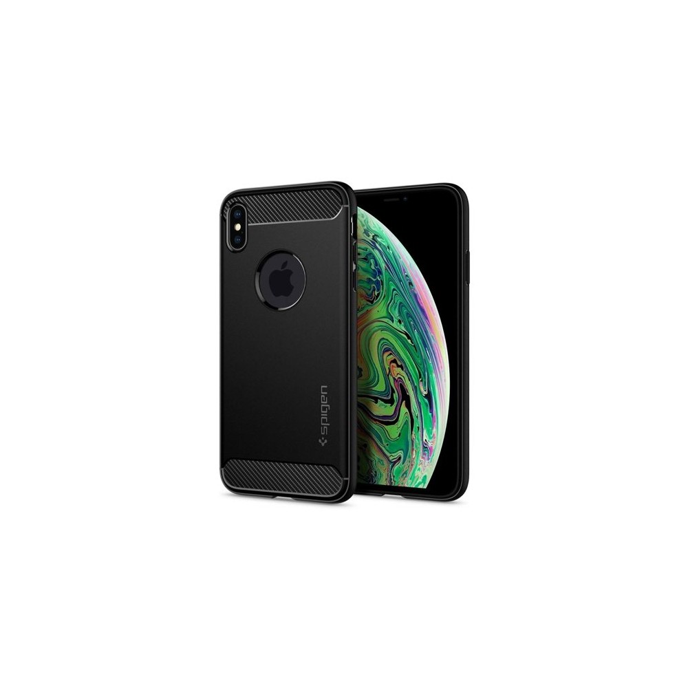 Spigen Rugged Armor удароустойчив силиконов (TPU) калъф за iPhone Xs Max, Matte Black