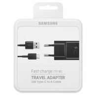 Зарядно Samsung EP-TA20E Fast Charge + USB Type-C, Черен