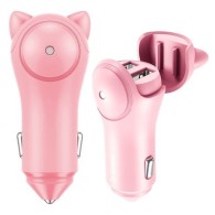 Зарядно устройство за автомобил Baseus Adorkable Cute Cat, 2xUSB, 3A, 12-24V, Розов