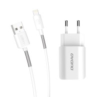 Зарядно устройство Dudao Premium A2EU 2x USB / 5V/2.4A + Lightning Кабел, Бял