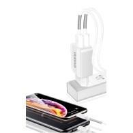 Зарядно устройство Dudao Premium A2EU 2x USB / 5V/2.4A + Lightning Кабел, Бял