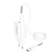 Зарядно устройство Dudao Premium A2EU 2x USB / 5V/2.4A + USB Type C Кабел, Бял