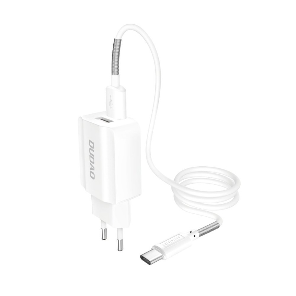 Зарядно устройство Dudao Premium A2EU 2x USB / 5V/2.4A + USB Type C Кабел, Бял