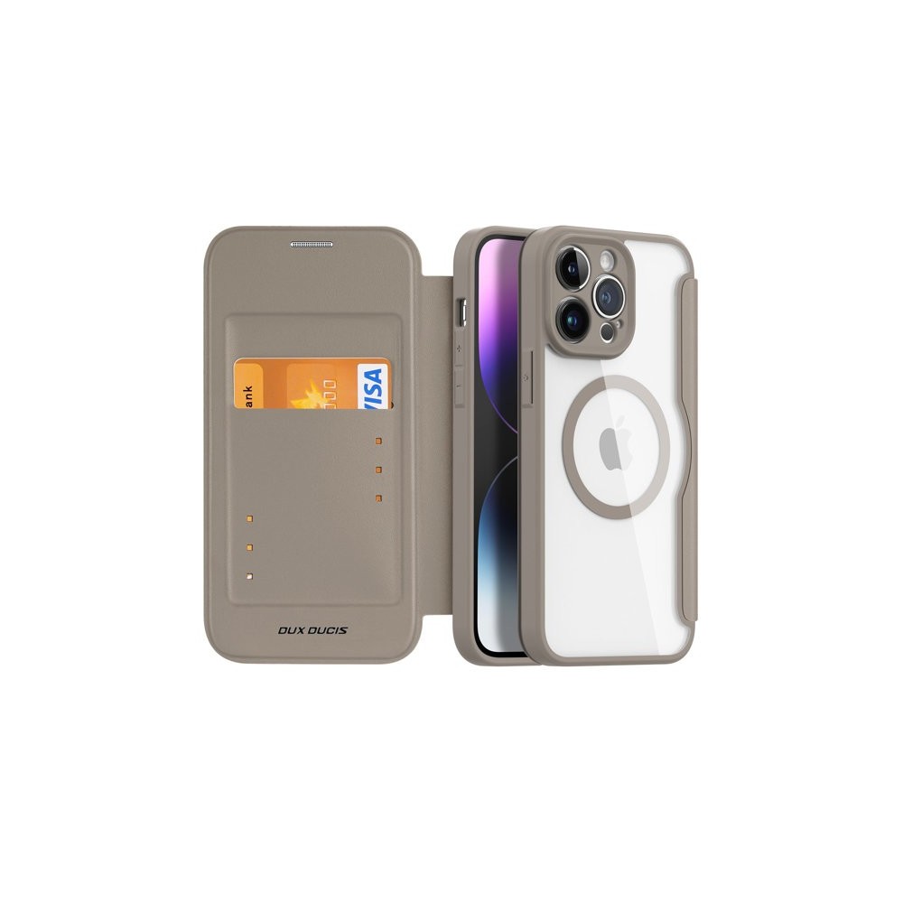 Калъф Dux Ducis Skin X Pro MagSafe Flip за iPhone 14 Pro, Beige
