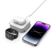 Безжично зарядно Tech-Protect QI15W-A24, 3in1, Magnetic Magsafe Wireless Charger, Бял