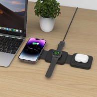Безжично зарядно Tech-Protect QI15W-A24, 3in1, Magnetic Magsafe Wireless Charger, Черен