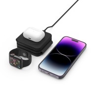 Безжично зарядно Tech-Protect QI15W-A24, 3in1, Magnetic Magsafe Wireless Charger, Черен