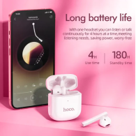 Безжични слушалки HOCO EW19 Plus, TWS Wireless, Delighted pink