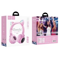 Безжични слушалки HOCO W27 Cat ear, Wireless, Bluetooth, Grey Pink
