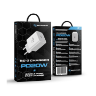 Зарядно BeePower BC-3, 20W, PD, USB-C, White