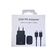 Зарядно fixGuard, USB-C , 25W, USB-C към USB-C кабел, Black