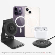 Безжично зарядно Spigen PF2101, Arcfield Magnetic Magsafe Wireless Charger, Black