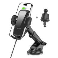 Стойка за кола и зарядно Tech-Protect CM15W-V1, Dashboard & Vent Car, Wireless, 15W, Черен