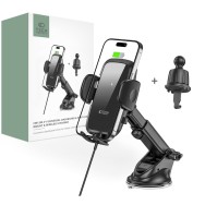 Стойка за кола и зарядно Tech-Protect CM15W-V1, Dashboard & Vent Car, Wireless, 15W, Черен