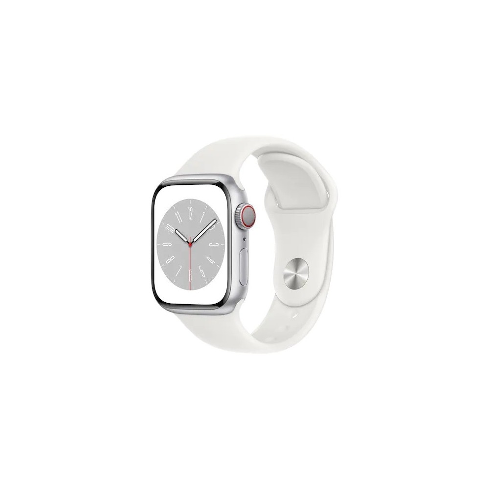 Apple Watch 8, GPS + Cellular, Корпус Silver Aluminium 41mm, White Sport Band