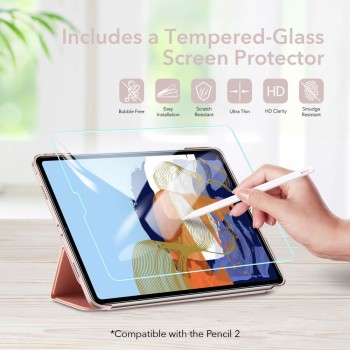 Стъклен протектор+ калъф ESR ASCEND TRIFOLD & TEMPERED GLASS за IPAD PRO 11 2021, Rose gold