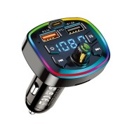 Зарядно за кола FM Трансмитер Kakusiga KSC-851, 2x USB + PD 18W, Bluetooth, RGB, Black