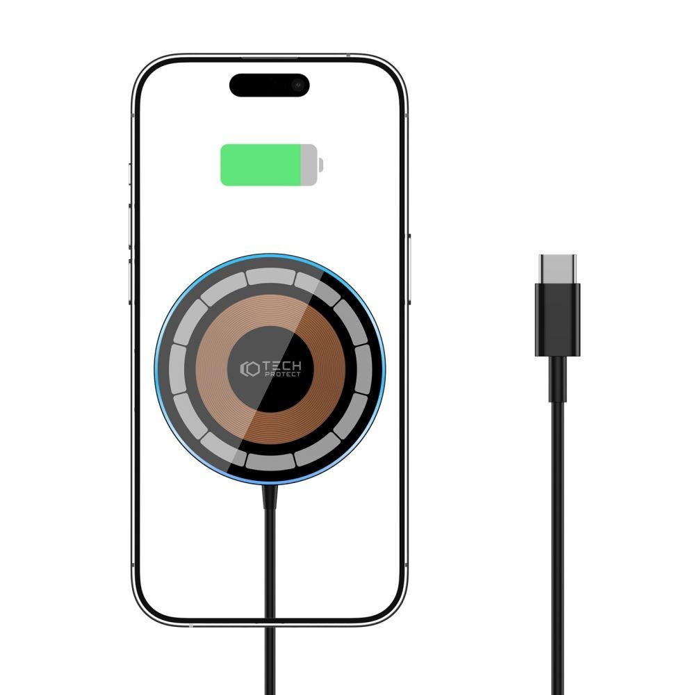 Безжично зарядно Tech-Protect QI15W-A30, Magnetic Wireless Magsafe, 15W, Черен