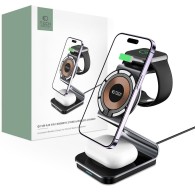 Безжично зарядно Tech-Protect QI15W-A29, 3in1, Magnetic Wireless Magsafe, 15W, Черен