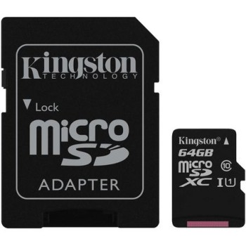 Карта памет Kingston 64GB microSDXC Class 10 80MB/s Read Card + SD Адаптер