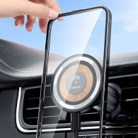 Безжично зарядно и стойка за кола Dudao F12 MAX, Magnetic Wireless Magsafe, 15W, Air Vent, Черен