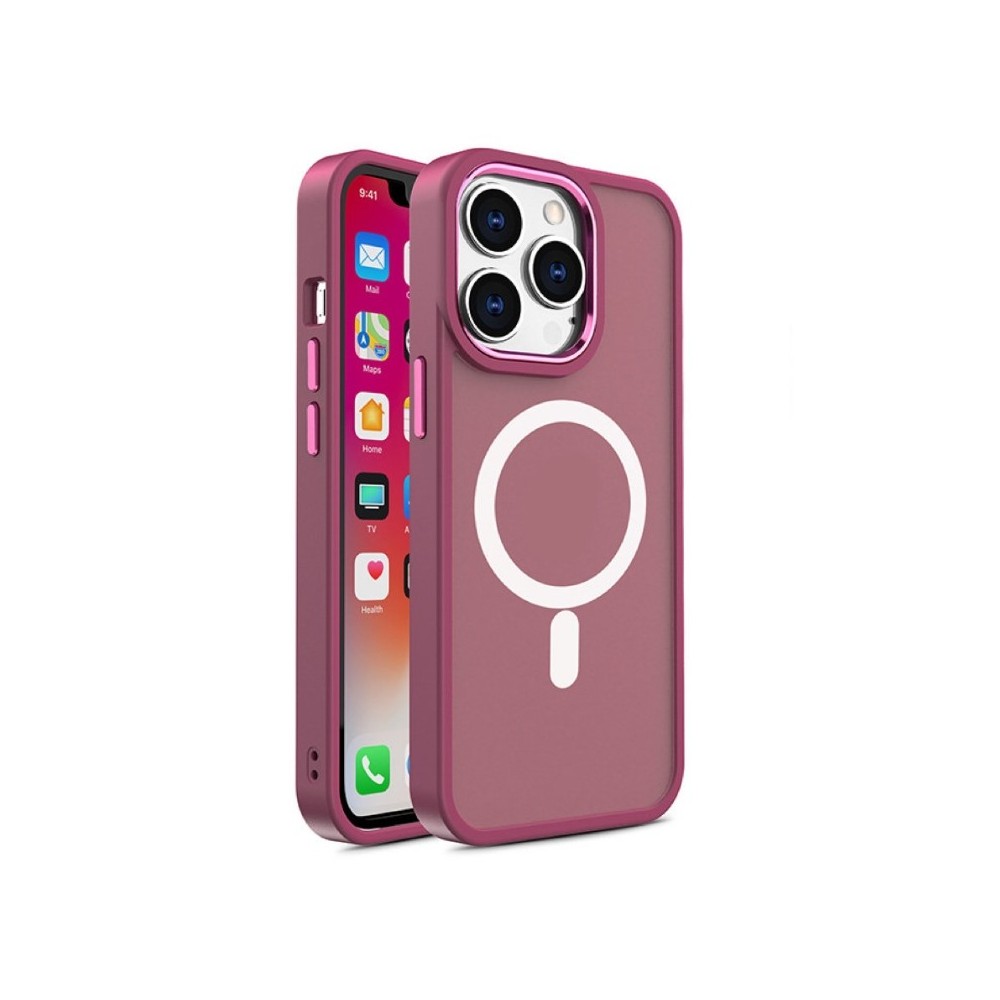 Калъф fixGuard Color Matte Magsafe за iPhone 15, Burgundy