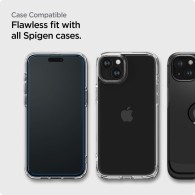 Стъклен протектор Spigen ALM Glass FC, 2-Pack за iPhone 15 Plus, Black