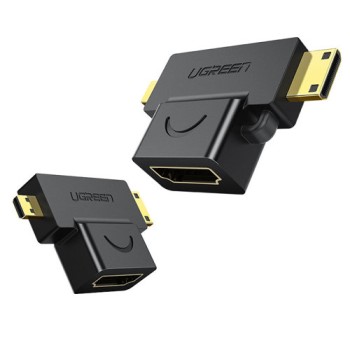 Адаптер Ugreen Micro HDMI + Mini HDMI Male to HDMI Female (20144), Черен