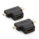 Адаптер Ugreen Micro HDMI + Mini HDMI Male to HDMI Female (20144), Черен