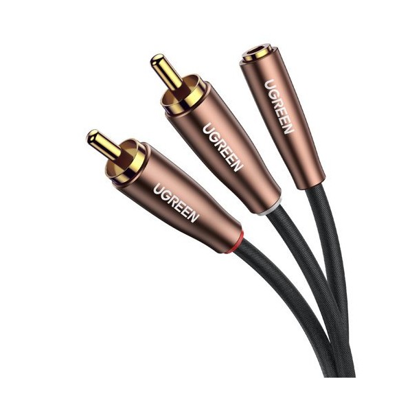 Аудио кабел Ugreen 3,5 mm mini jack (female) - 2RCA (male) 5m (AV198 60988), Кафяв