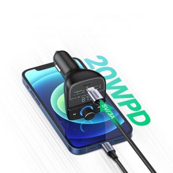 Трансмитер Ugreen MP3 3x USB TF micro SD 4,8 A (CD229), Черен