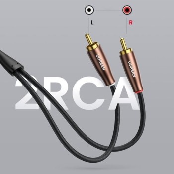 Аудио кабел Ugreen stereo 2x RCA Cinch 2m (AV199 60999), Кафяв