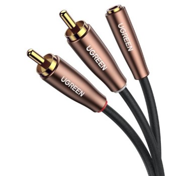 Аудио кабел Ugreen 3,5 mm mini jack (female) - 2RCA (male) 2m. (AV198 50131), Кафяв