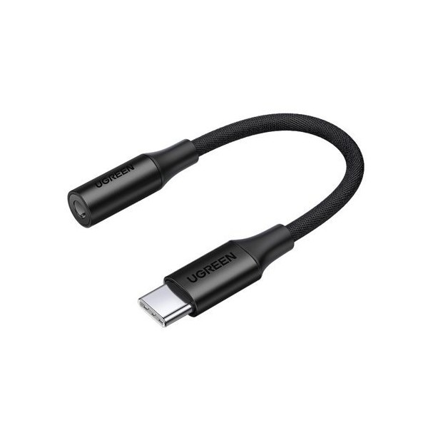 Адаптер за слушалки Ugreen 3,5 mm mini jack към USB Type C, 10cm, Черен