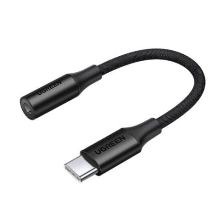 Адаптер за слушалки Ugreen 3,5 mm mini jack към USB Type C, 10cm, Черен