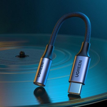 Адаптер за слушалки Ugreen 3,5 mm mini jack към USB Type C, 10cm, Черен