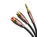 Аудио кабел Ugreen 3,5 mm mini jack - 2xRCA (female) 25cm. (AV194 50129), Черен
