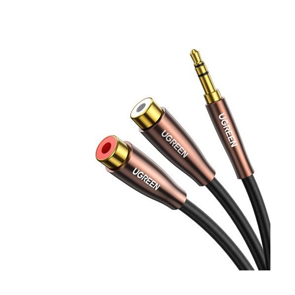 Аудио кабел Ugreen 3,5 mm mini jack - 2xRCA (female) 25cm. (AV194 50129), Черен
