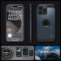 Калъф Spigen Tough Armor Mag Magsafe за iPhone 15 Pro, Metal Slate