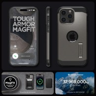 Калъф Spigen Tough Armor Mag Magsafe за iPhone 15 Pro, Gun Metal