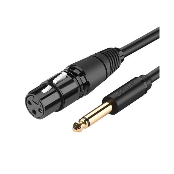 Кабел Ugreen microphone cable XLR (female) - 6,35 mm jack (male) 2m. (20719 AV131), Черен