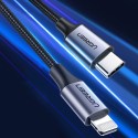 Кабел Ugreen USB Type C - Lightning MFI (Създаден за iPhone) 3A 1m (US304 60759), Черен