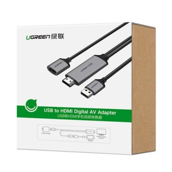 Адаптер Ugreen video кабел USB to HDMI adapter 1.5 m (CM151 50291), Сив