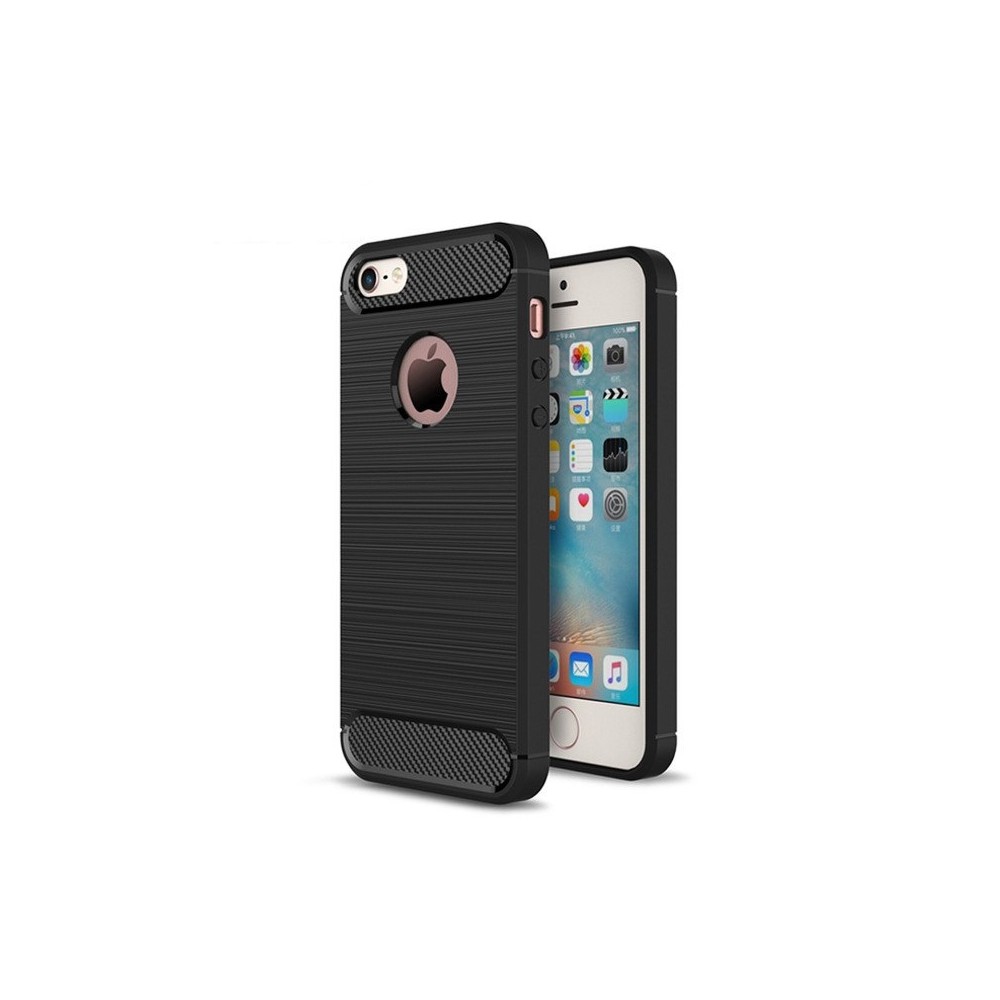 Силиконов калъф Flexible Carbon за iPhone 5/5s/5SE, Черен