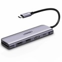Мултифункционален хъб 6в1 Ugreen USB Type C - 2x USB 3.2 Gen 1 / USB Type C Power Delivery 100 W / HDMI 4K / SD and micro SD (TF