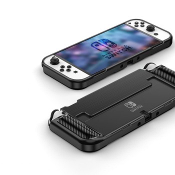 Калъф TECH-PROTECT TPUCARBON за Nintendo Switch OLed, Черен